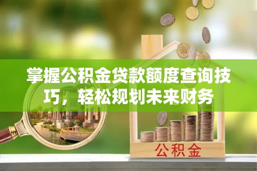 耿马掌握公积金贷款额度查询技巧，轻松规划未来财务